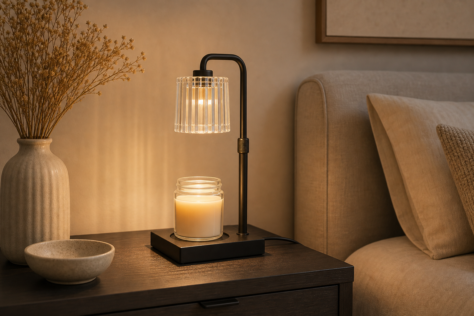 Candle warmer lamp in a contemporary interior